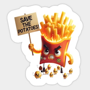 Revolutionary Fries – Save the Spuds Protest Sticker Sticker